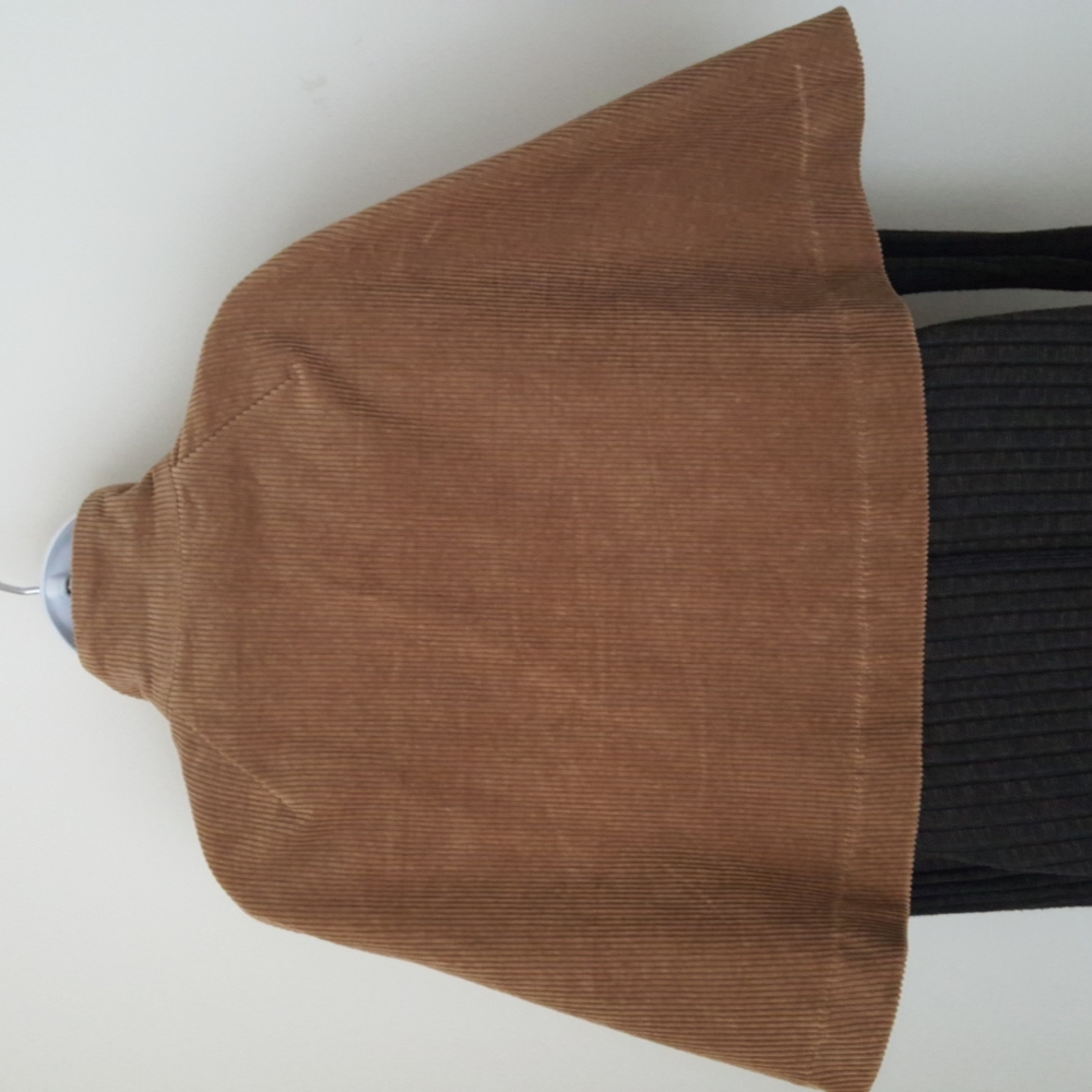 Corduroy Cape Poncho Cinnamon Brown Cotton One Size Western Country Rustic - Picture 6 of 14